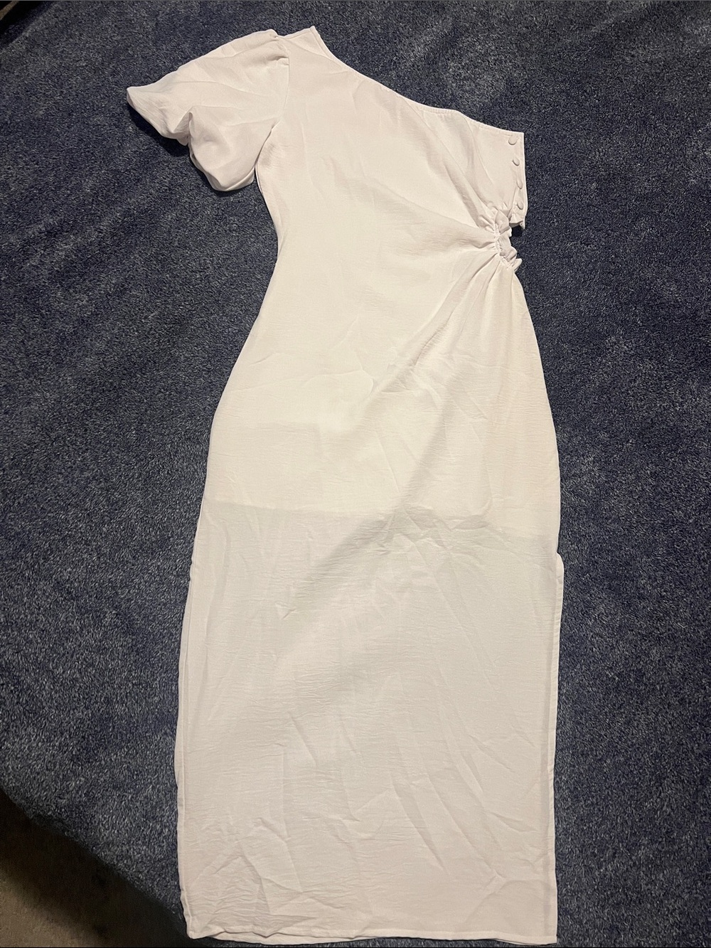 One-Shoulder White Knot-Detail Women’s Dress